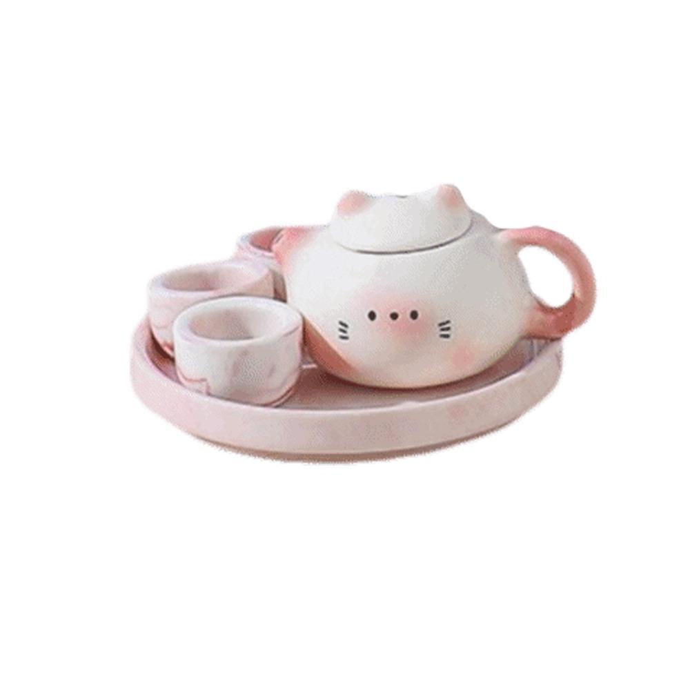 Traditional Milk Tea Lid Accessories Chinese Style Ceramic Cat Ear Pot Home Decor