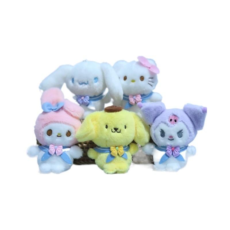 Очаровательная плюшевая игрушка-брелок Sanrio Kuromi Melody Cinnamoroll в мультяшном стиле.