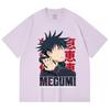 230 г/м² 100% хлопок Jujutsu Kaisen V38 Мегуми Принт Унисекс Тяжелая Хлопковая Футболка
