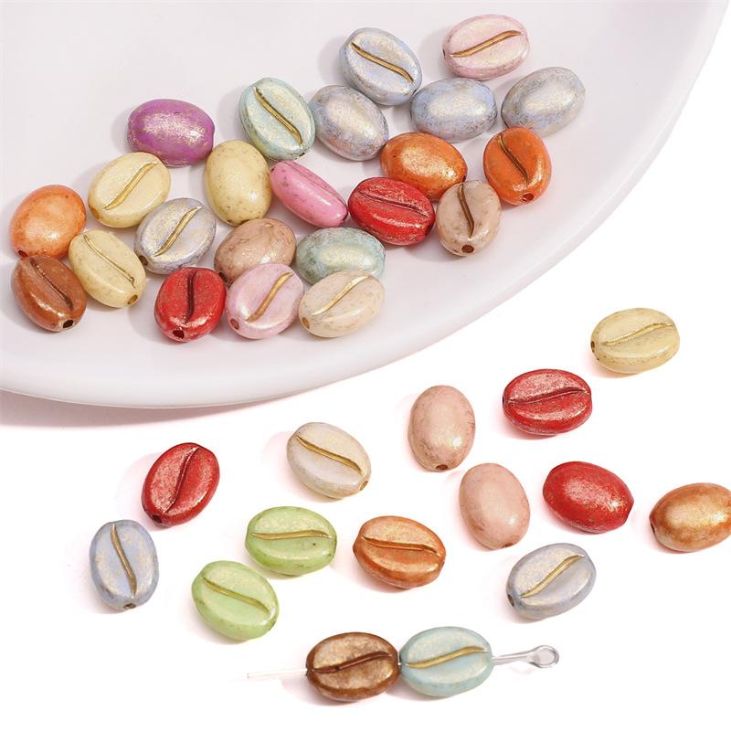 Бусины для браслета ручной работы 8x10 мм Акриловые кофейные зерна Бусины-рассыпки Аксессуары для самостоятельного изготовления Бусины для браслетов Нитки для браслетов Разделительные бусины