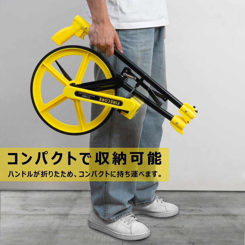 Firecore Walking Measure Металлический прибор для измерения расстояния Дорожный измеритель 12,5 дюймов в диаметре Большой измеритель колеса Складной 100 км Измерительное колесо Высокое