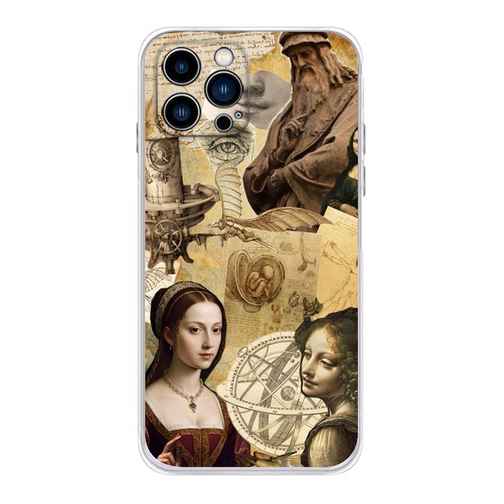 L-Leonardo da Art Vinci Phone Case For IPhone17,16,E,15,14,13,12,11 Pro Max XR XS Max Plus Cute INS Cover Case