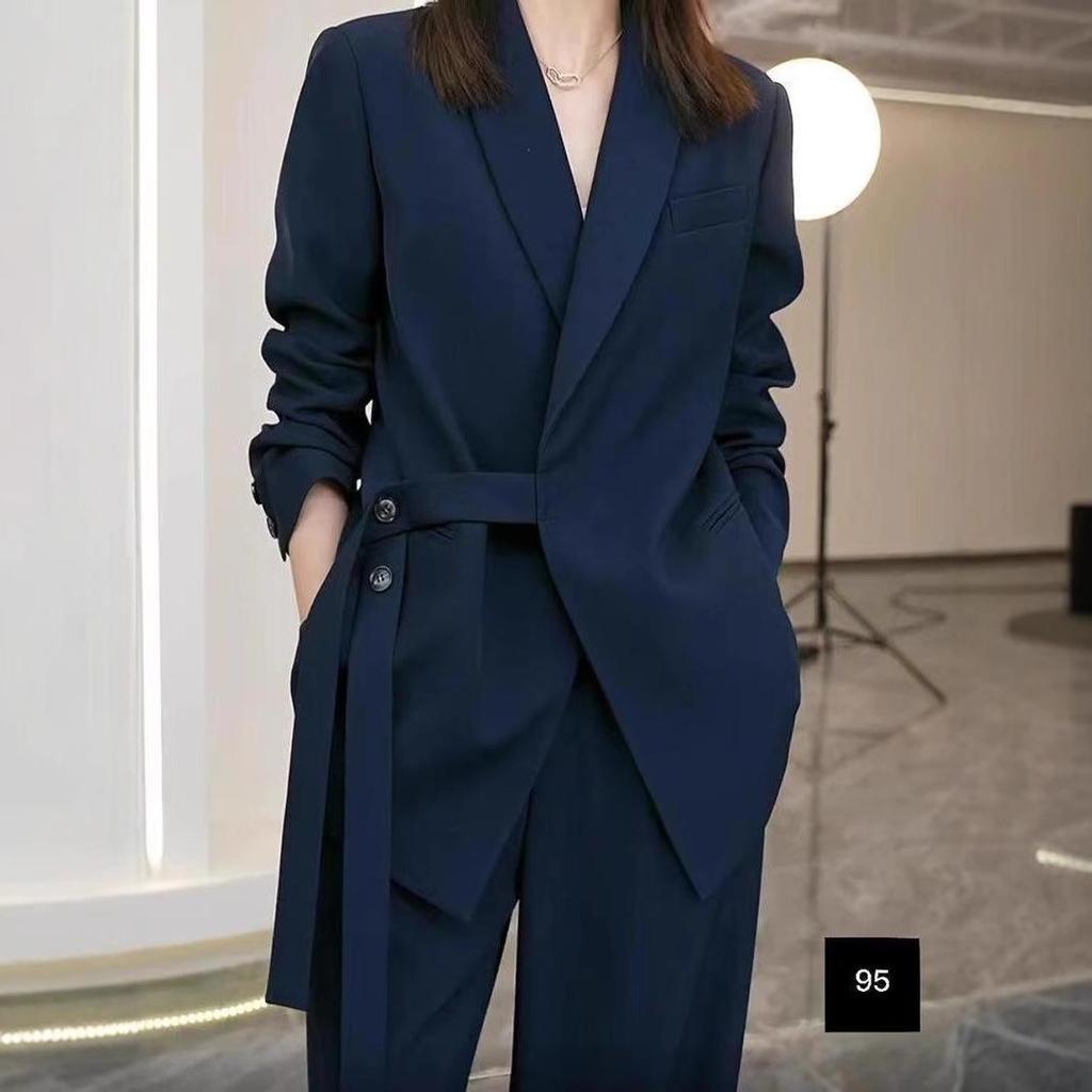 Стиль золовки 2024: Комплект из двух предметов: брюки палаццо свободного кроя больших размеров для женщин - Весна и Осень