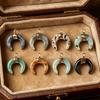 DIY Pendant Gold-Plated Edging Crescent Horn Design Natural Imitation Crystals Jade Necklace Bracelet Earrings Charm DIY Jewelry Making