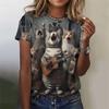 Cat Animals Women Funny 3D Printe Graphs T Shirts Summer Fashion Short Sleeve Tops Street Slim Girl T-Shirt