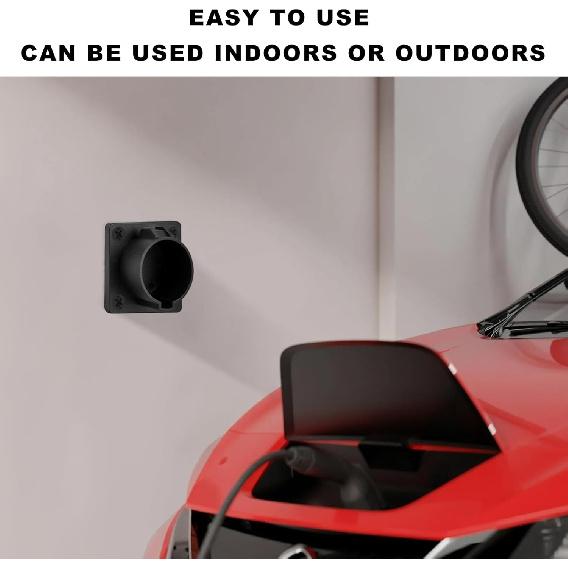 EV Charger Holder, Electric Vehicle Charger Plug Nozzle Holster Dock for SAE J1772 Connector, Space-Saving Outdoor/Indoor EV Charging Holder Wall