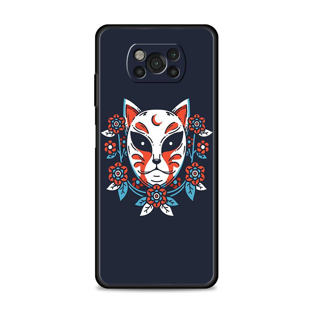 Чехол для Xiaomi Poco X3 X4 NFC M3 M4 Pro 5G Mi 11 lite 11T 9T 12 10T 11E Note10, чехол для телефона, японская маска самурая Oni