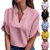 Versatile Casual V-neck Solid Color Short-sleeved Pullover Shirt for Spring Summer
