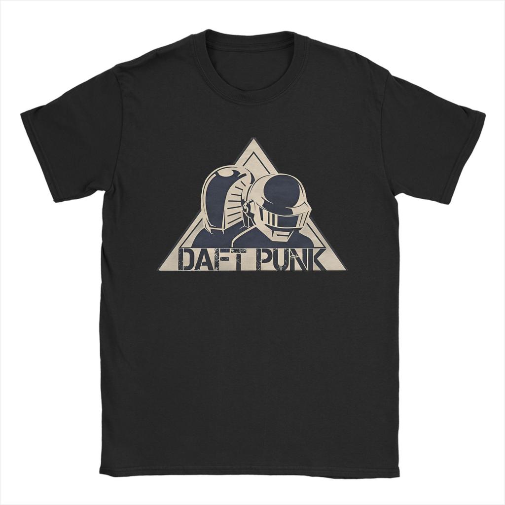 Мужские футболки Daft Punk Электронная группа Хлопковые топы Новинка Футболка с коротким рукавом и круглым вырезом Подарок Футболки