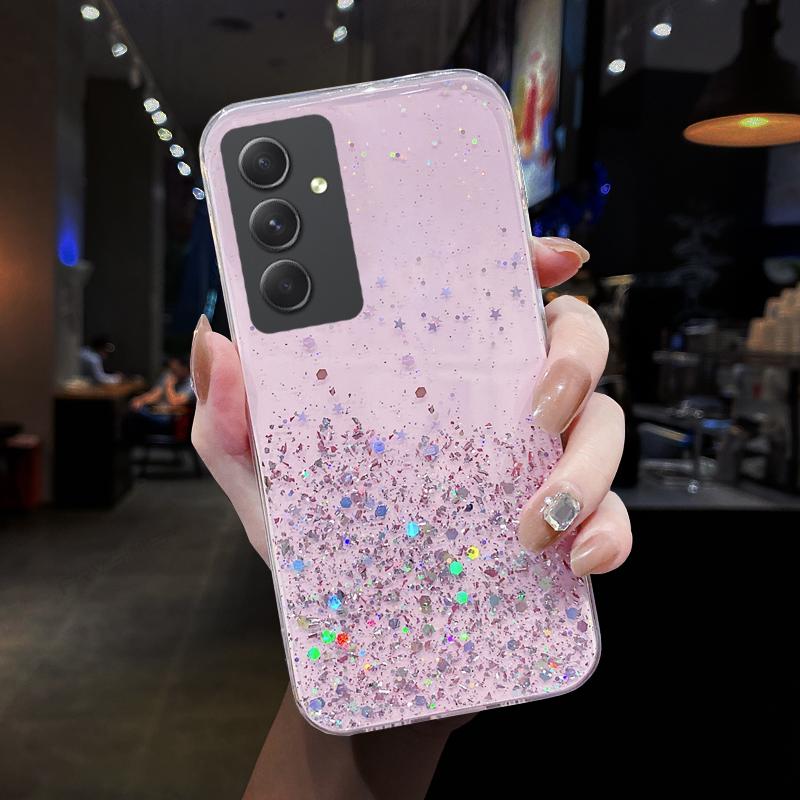 Милый ночной блестящий звездный блестящий мягкий чехол для телефона Samsung Galaxy A05 A05S A15 A55 A35 A06 A16 A26 A36 A54 5G S23 S25 S24+ Plus Ultra M23