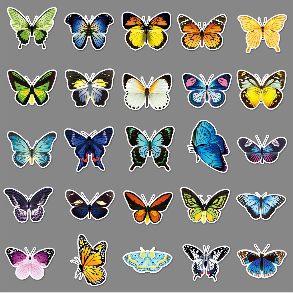 50 Butterfly Graffiti Personalized Insect Gauze Decorative Mobile Phone Case Suitcase Stickers