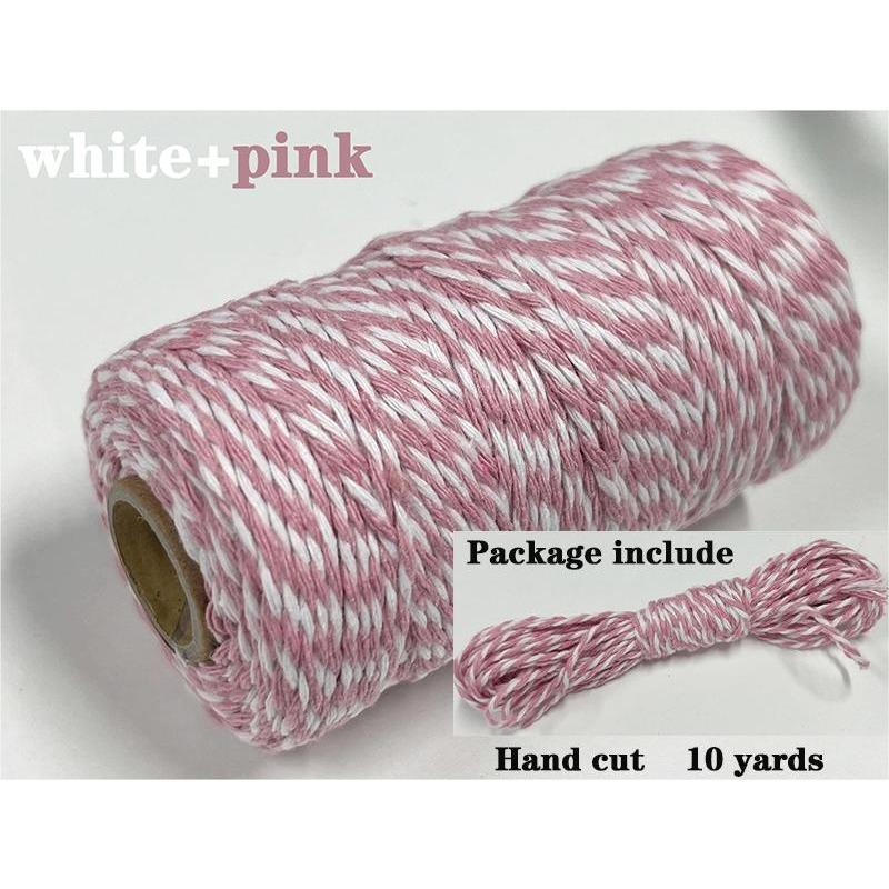 2 мм двухцветная хлопковая веревка 10 ярдов шпагат пекарский хлопковая нить для домашнего декора ручной работы упаковка рождественских подарков
