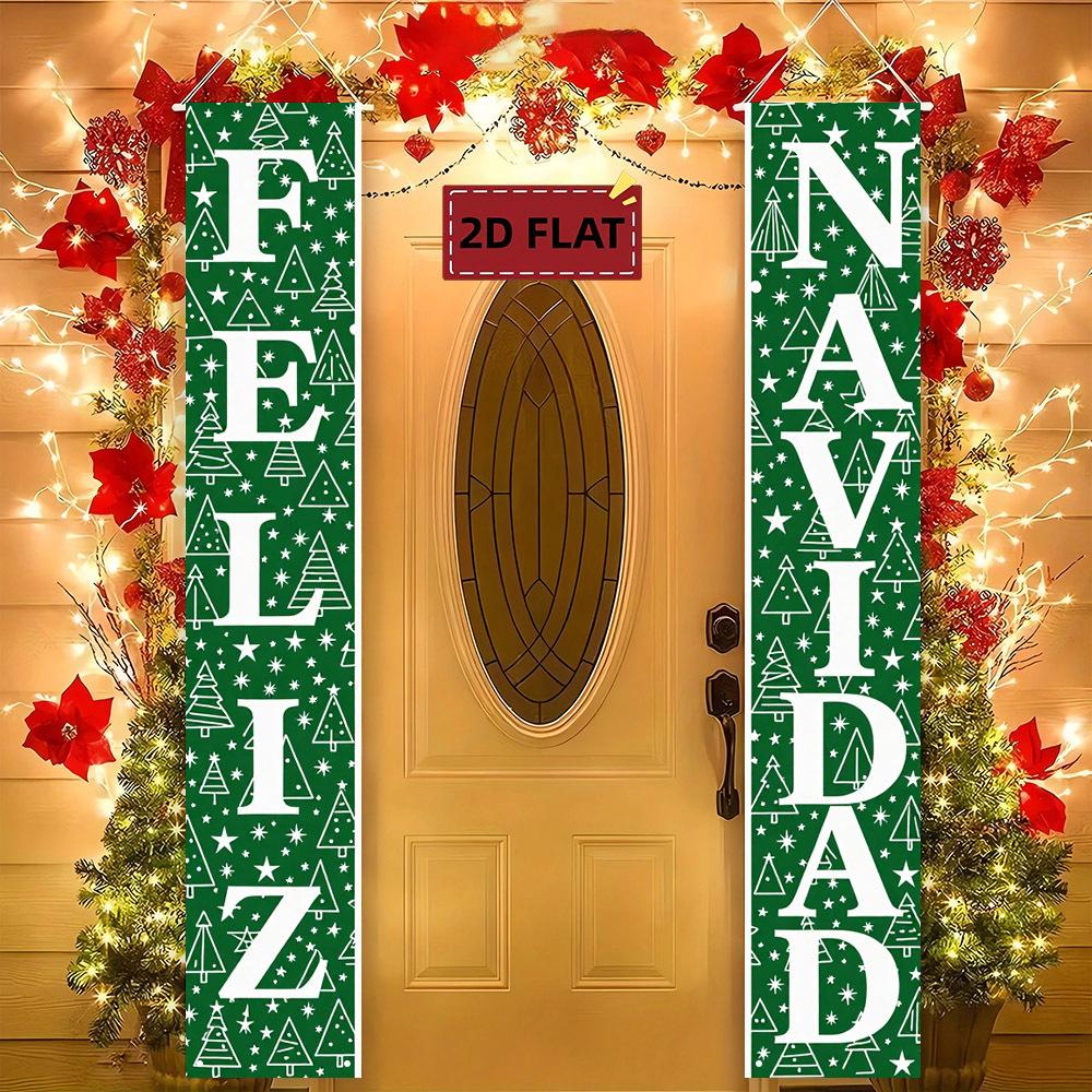 Door Couplet Banner 2pcs New Year Christmas Decor for Porch