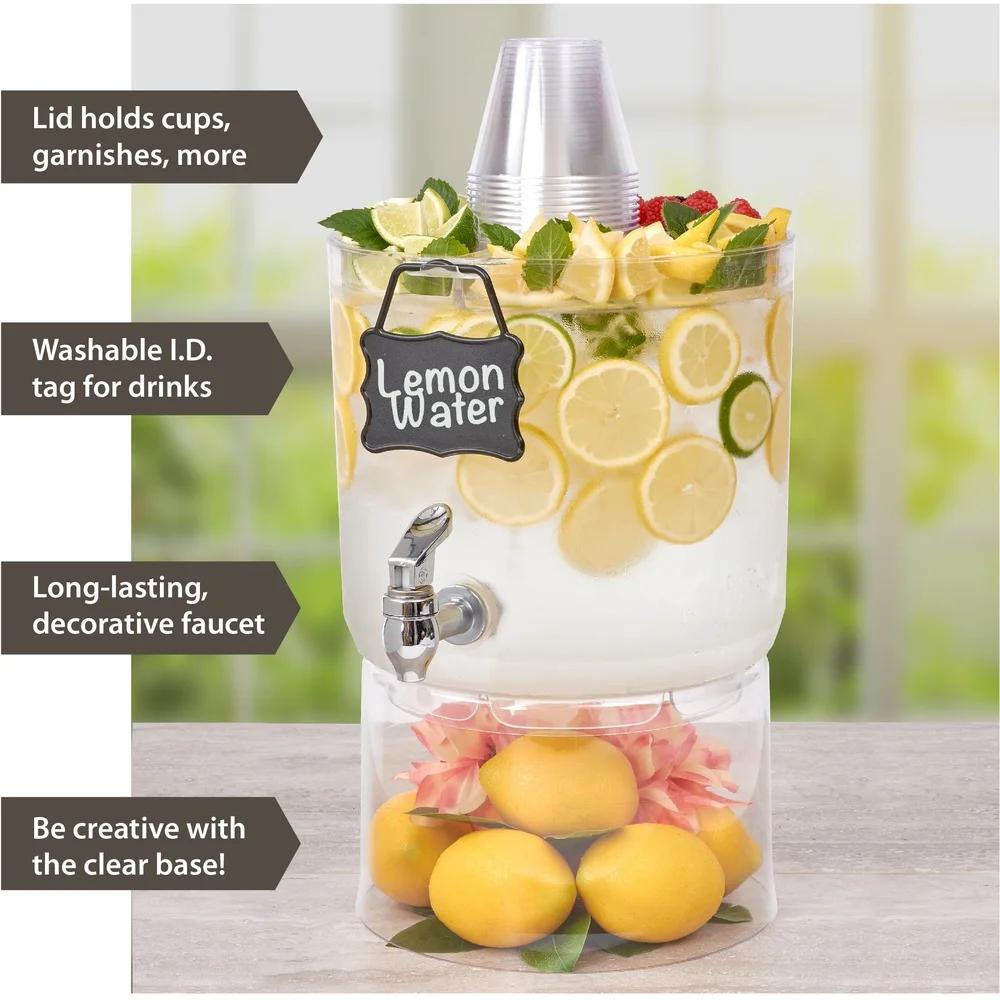 Диспенсер для напитков 2 галлона, для вечеринок, штабелируемый, с хромированным краном, идентификационной табличкой-меловой доской, из тритана, не содержит БФА