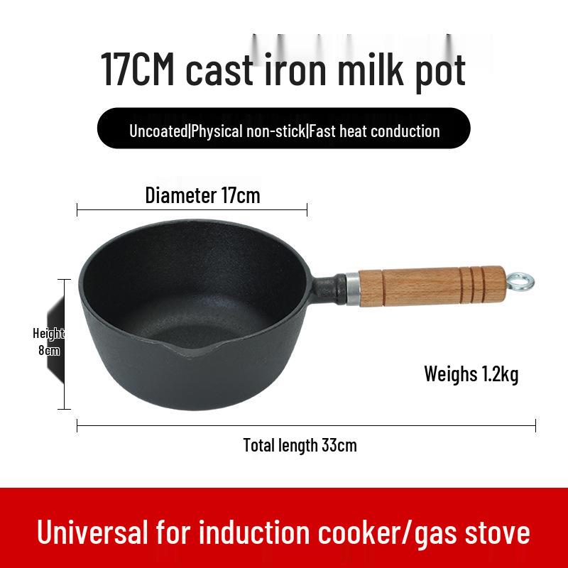 Чугунный антипригарный ковш для молока и детского питания - Идеально подходит для нагревания молока, приготовления лапши, тушения супа, фритюра и многого другого. Японский дизайн.