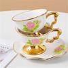 Ceramic Coffee Cup And Saucer Set Afternoon Tea Coffee Cup Household Coffee Cup And Saucer Creative Hand Color Relief Coffee Cup And Saucer