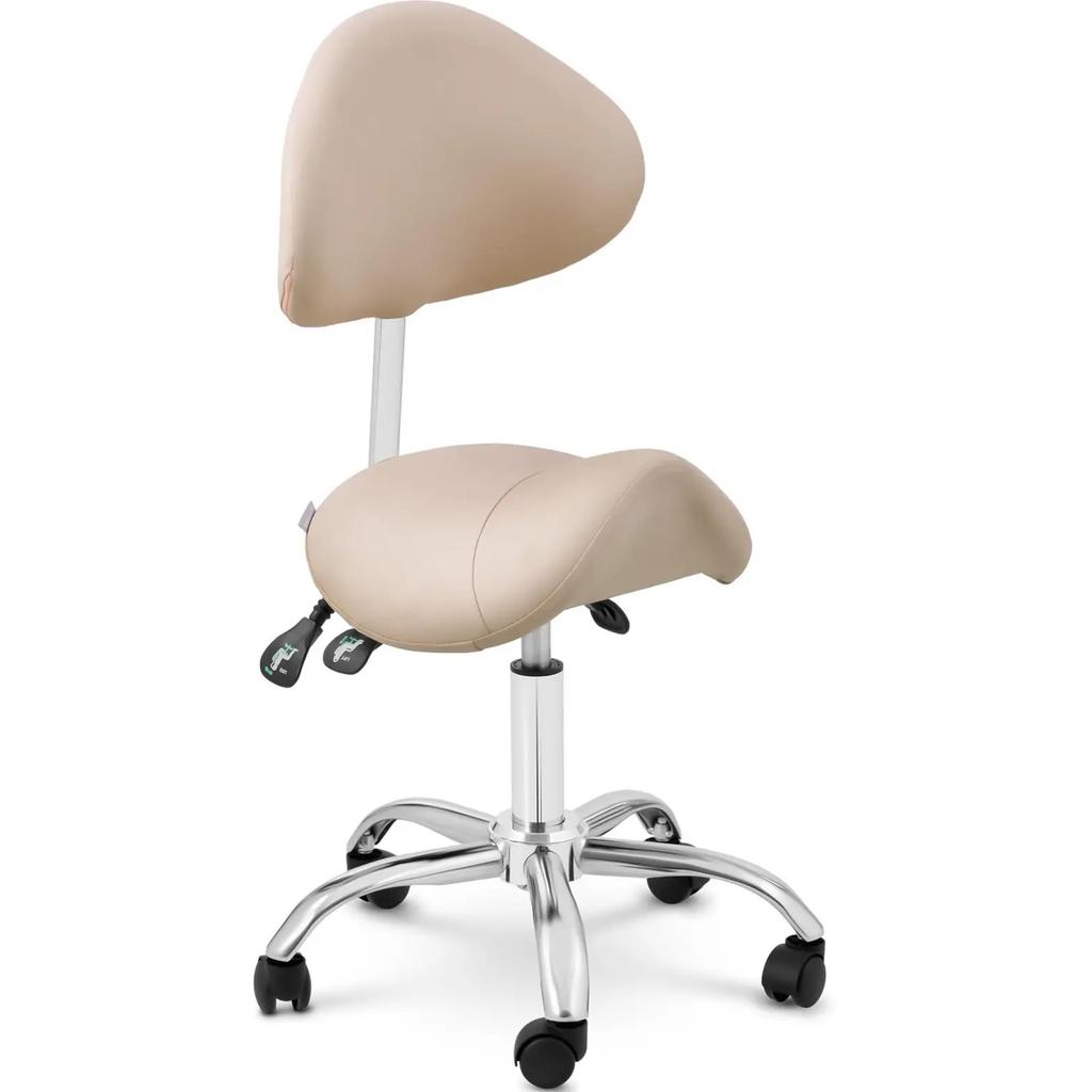 Mannheim Cream saddle cosmetic chair with adjustable backrest