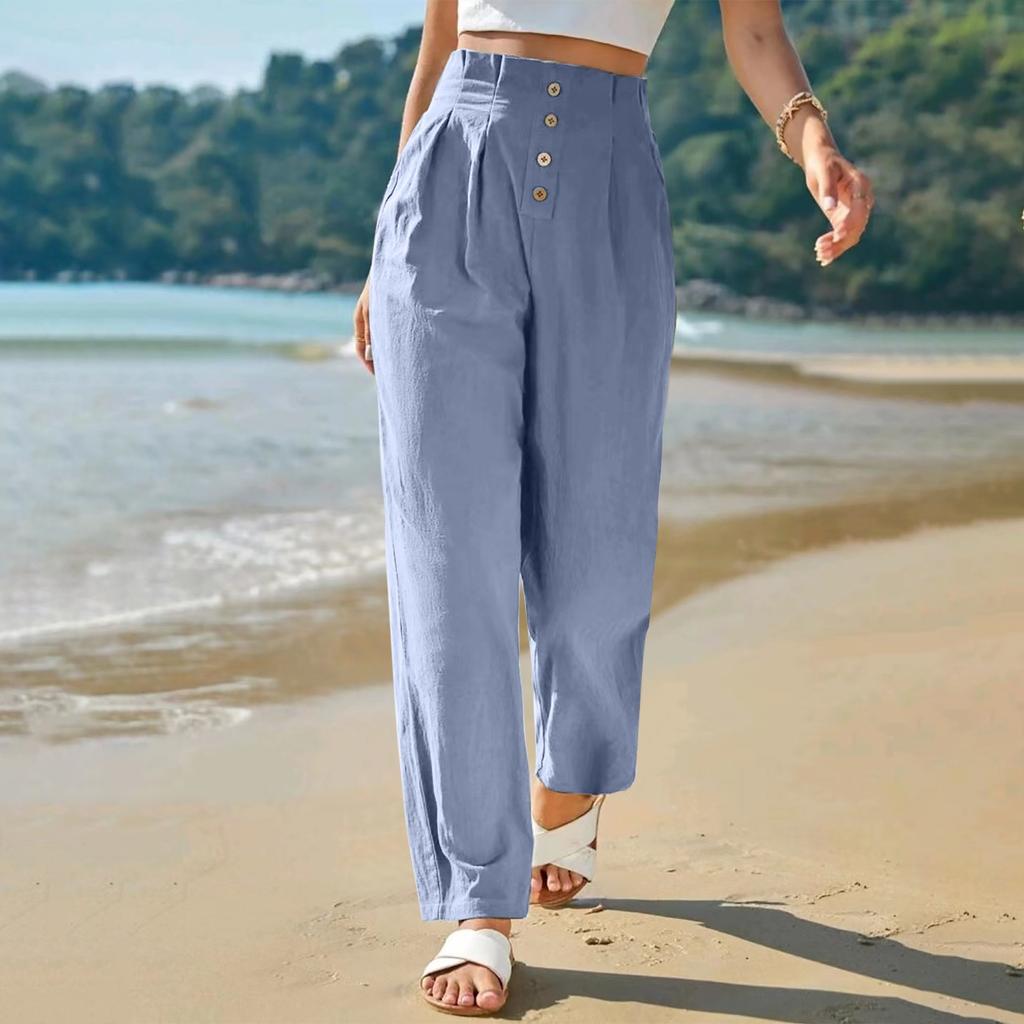Women's Wide Leg Pants High Elastic Waisted In The Back Business Work Trousers Long Casual Pants