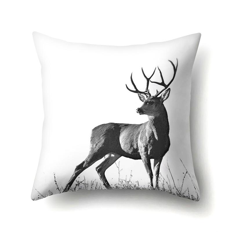 Polyester Pillowcase Automobile Decoration Home Printed Deer Pillowcase Waist Cushion Cover Car Cushion Head Cushion Cover
