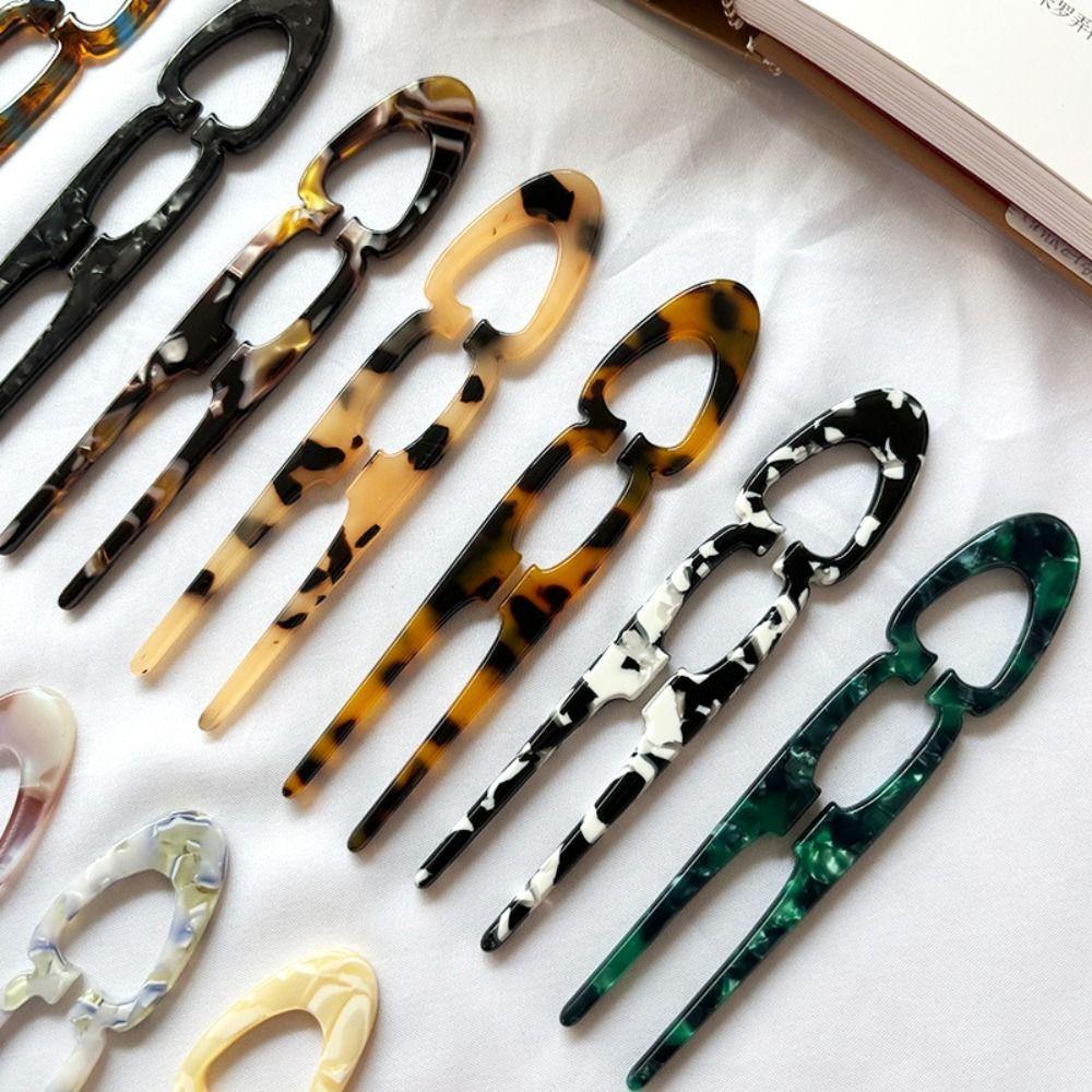 Acetate Hair Sticks U-Shaped Bun Hairpin Sweet Meatball Head Hairclip  For Woman Girl