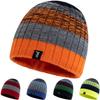 Unisex Letter Label Decor Beanie Hat Casual Colorful Stripes Winter Knitted Hat Daily Life And Outdoor Ski Sports Cap