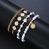17KM Fashion Minimalist Bohemian Rice Bead Shell Starfish Multi-layered Anklet Necklace Star Daisy Bracelet Jewelry Set for Women