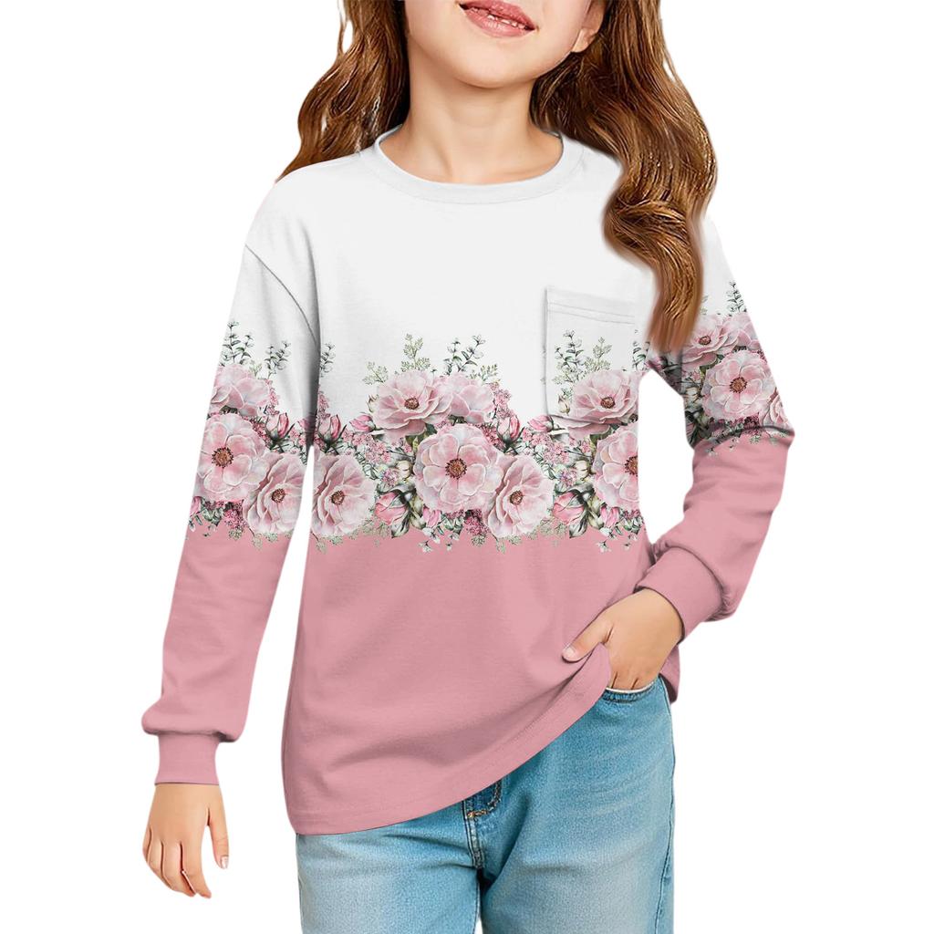 Блузка для девочек с длинным рукавом - Туника с мягкой талией и круглым вырезом