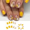Pack of 24 Sunflower Design Short Square Press On Nail with Glossy Effect Summer Artificial False Nail Stick On Nail