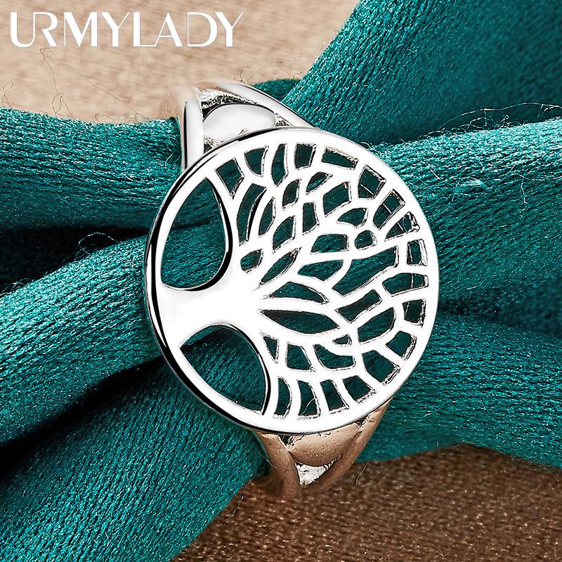 URMYLADY 925 стерлингового серебра Древо жизни 7-10 кольцо для женщин свадебный шарм помолвка мода простые ювелирные изделия
