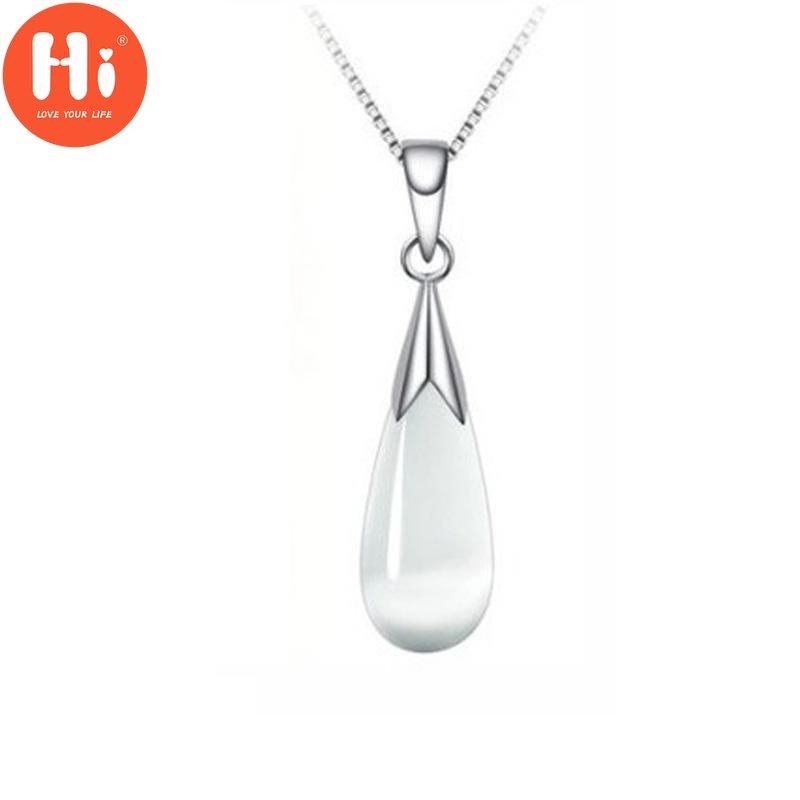 Ожерелье с подвеской из белого и розового лунного камня, опаловое ожерелье-капля