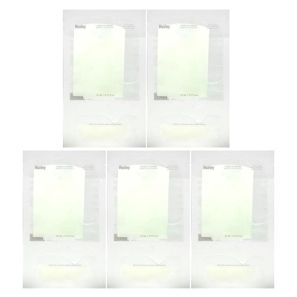 Huxley Sahara's Secret Beauty Mask, Oils and Extracts, 5 Sheets, 0.77 Fl Oz (23 Ml) Each