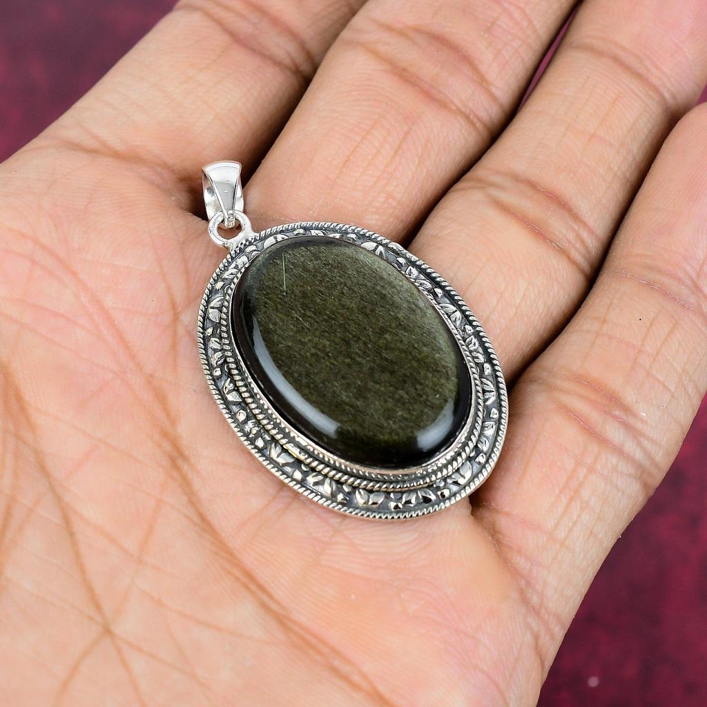 Серебряный кулон Silversheen Obsidian 925 пробы, ювелирные изделия с подвеской из драгоценных камней ручной работы, подарки для жены, абсолютно новый кулон