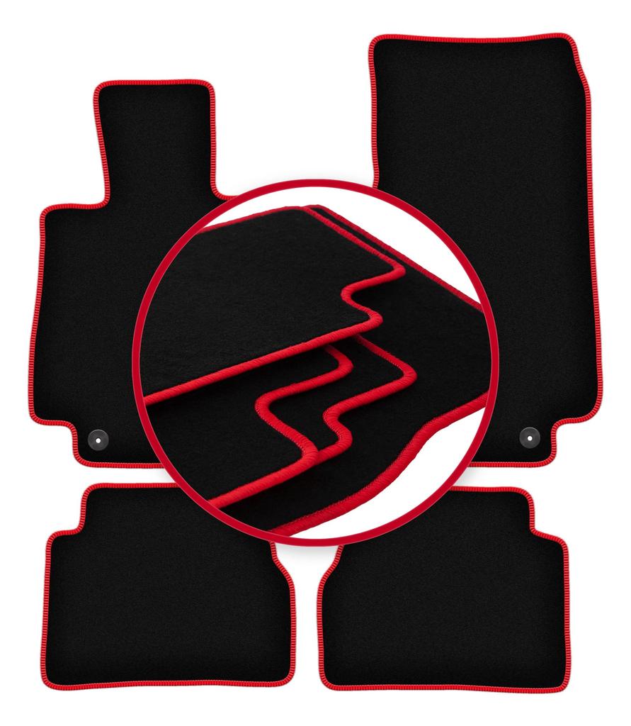 Velour Floor Mats With Edge Trim For Mercedes E W213 Sedan, Estate, Liftback, Coupe (2015-)
