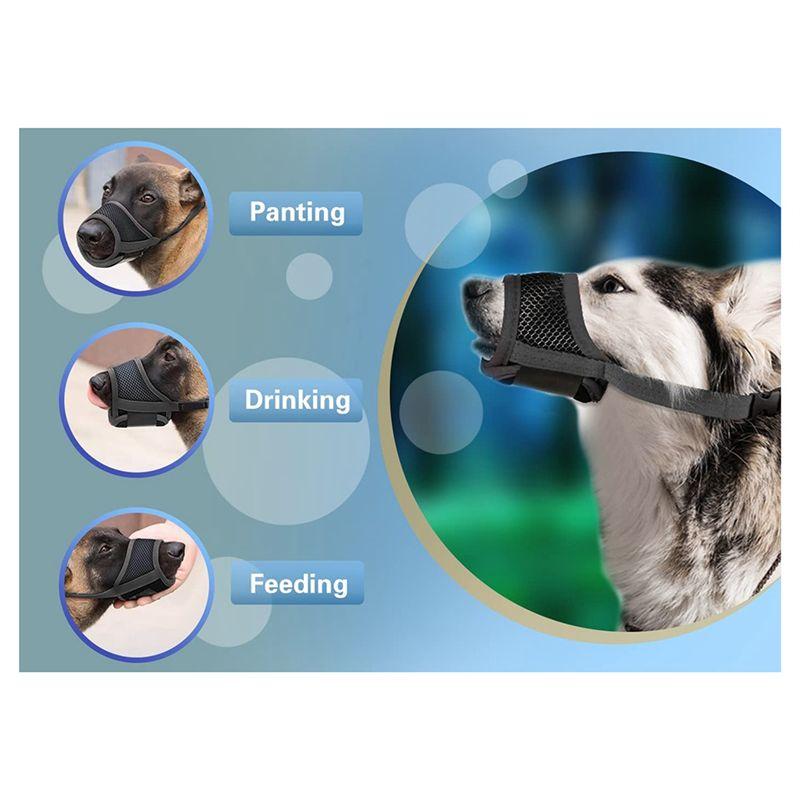 Practical-Dog Muzzle, Prevent Biting, Barking And Chewing Adjustable Breathable Mesh Soft Fabric Dog Muzzle Allows Panting