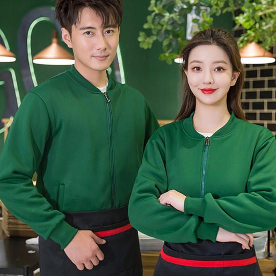 Unisex Coat Stand Collar Zip-up Carrdiagn Long Sleeves Elastic Cuff Hem Pure Color with Pocket Gym