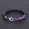 Women's Amethyst Pyramid & Hand of Fatima Bracelet with Devil's Eye & Agate Tiger Stone