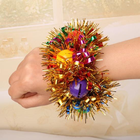 Kids Dance Wrist Flower Bell Heart Sequins Decor Bright Colors Snap Buckle Wristband Children Performance Party Wear Accessory