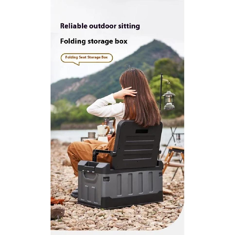 60L Outdoor Storage Box Foldable Storage Box Car Camping Accessories Car Supplies Thickened Storage Box