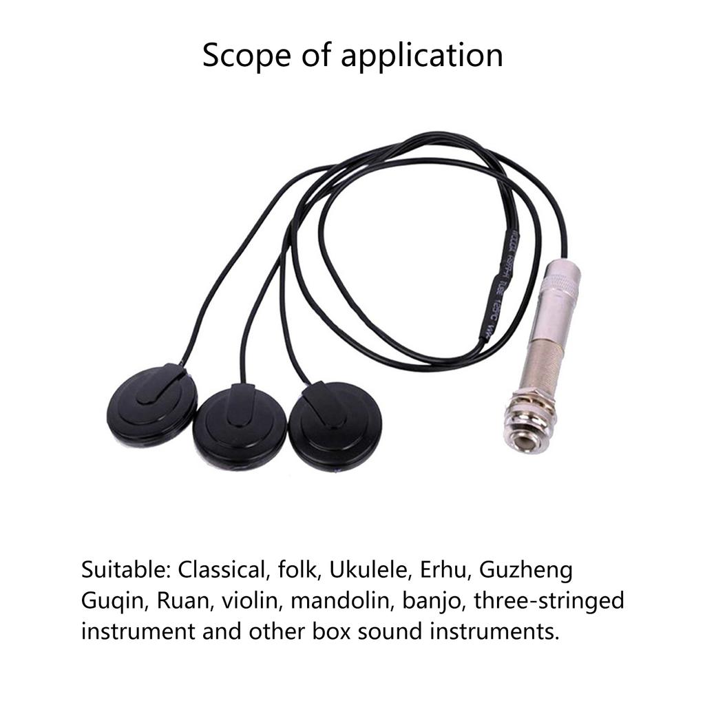 Guitar Sound Pickup Piezo Contact Microphone Pickup Transducer Audio Cable Sticker Guitar Ukulele Instruments Accessory