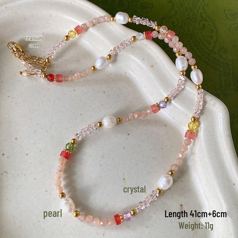 Натуральный пресноводный жемчуг и тигровый глаз богемное ожерелье - осенне-зимняя французская ретро ключичная цепочка для женщин