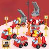Крупные деформационные строительные блоки, четыре в одном, пожарная машина, головоломка, сборка, совместимая, цветная коробка, мужской