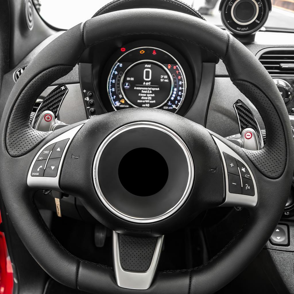 For Abarth 595 695 2012-2024 Hard Carbon Fiber Steering Shift Paddles Racing Shifter Trim Sport Interior Decor Car Accessories