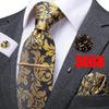 Hi-Tie Mens Silk Tie Set Brooch Pin Necktie Hanky Cufflinks Tie Clip for Business Wedding