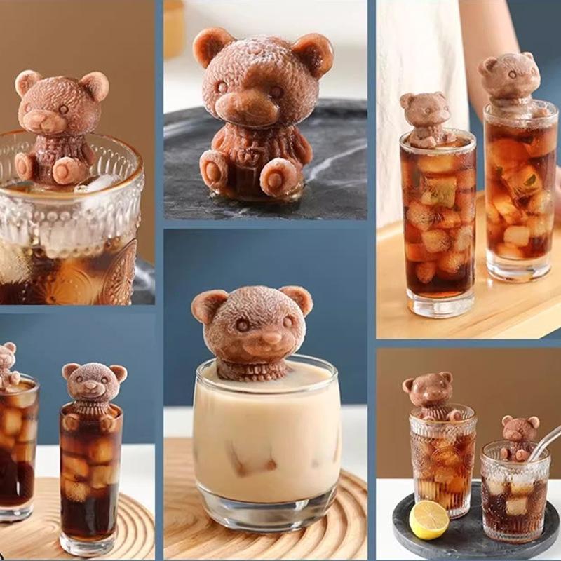 Форма для льда в виде медведя Трехмерный силиконовый лед в виде медведя, шлифующий 3D-молочный чайный напиток, форма для льда в виде медведя в виде виски в виде животного