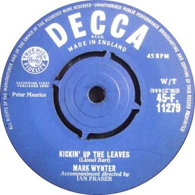 7-дюймовая пластинка MARK WYNTER - Kickin' Up The Leaves 45F11279 DECCA 1960 UK Rock Б/у