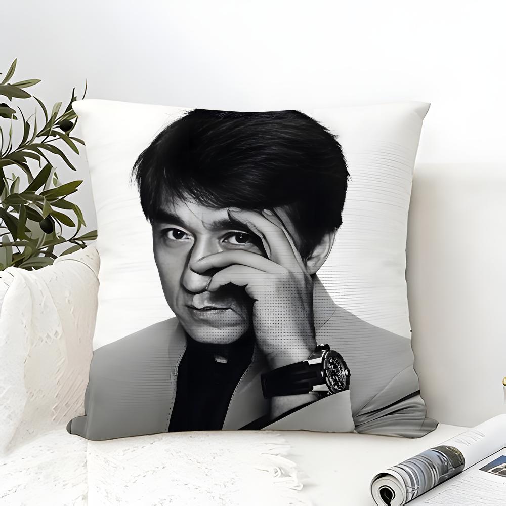Cool kung fu Jackie Chan Pillow Case Cotton Linen Fabric Square Zipper Pillowcase Home Decorative Living Room