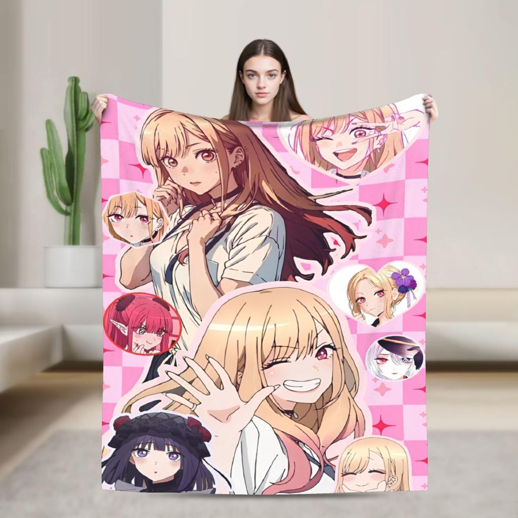 Japan Anime Marin Kitagawa Girl Blanket Multi-size Super Soft Cozy Throw Blankets for Sofa Couch and Bed
