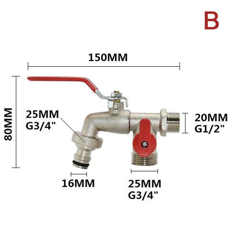 1 шт. двойной водопроводный кран 1/2'' 3/4'' соединитель для разветвителя воды, соединительный адаптер, переключатель клапана, садовый шланг, соединение крана для полива