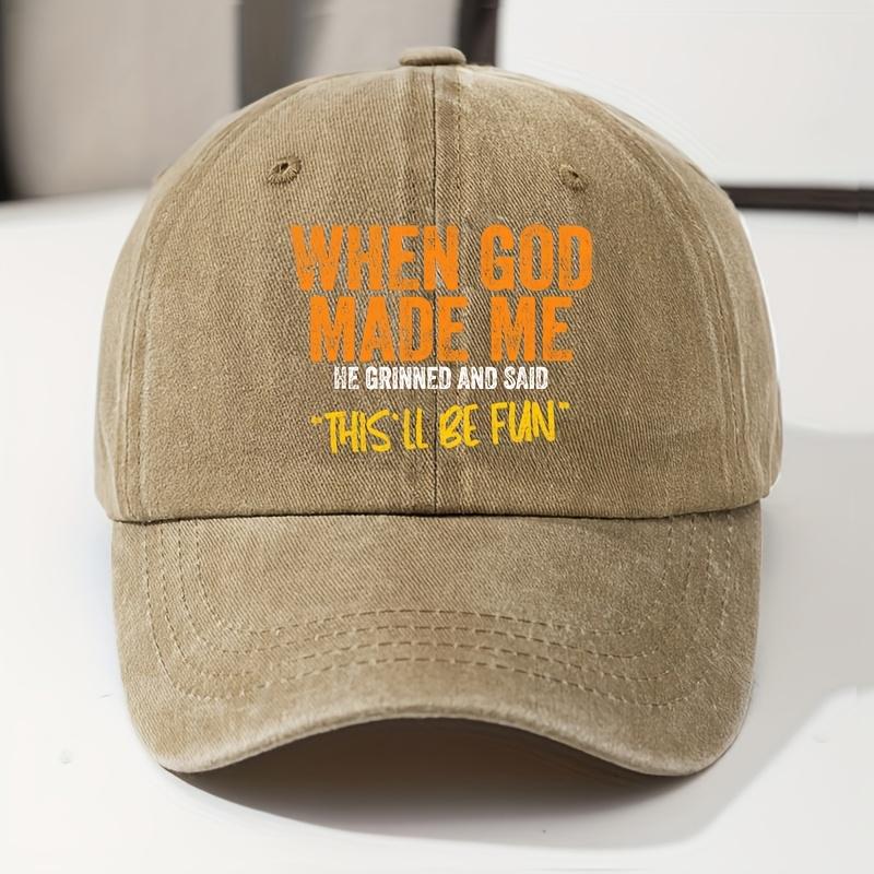 Регулируемая кепка-снепбэк Dad Hat THISLL BE FUN Ретро-бейсболка для мужчин и женщин с Вдохновляющим принтом «Когда Бог создал меня»