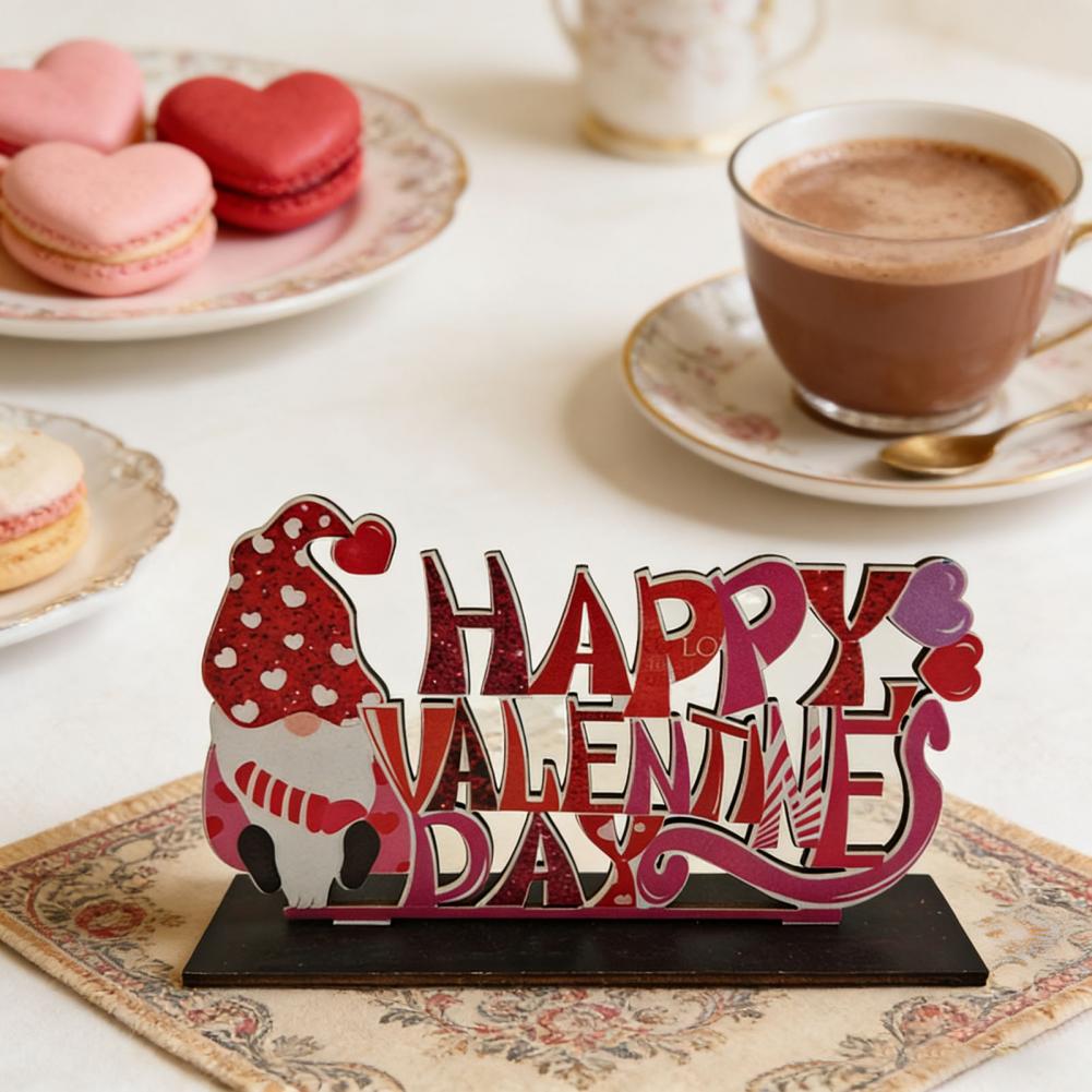 День святого Валентина Деревянная настольная табличка Романтическая любовь Форма сердца Многоярусный декор для подноса Отдельно стоящее настольное украшение для домашнего декора